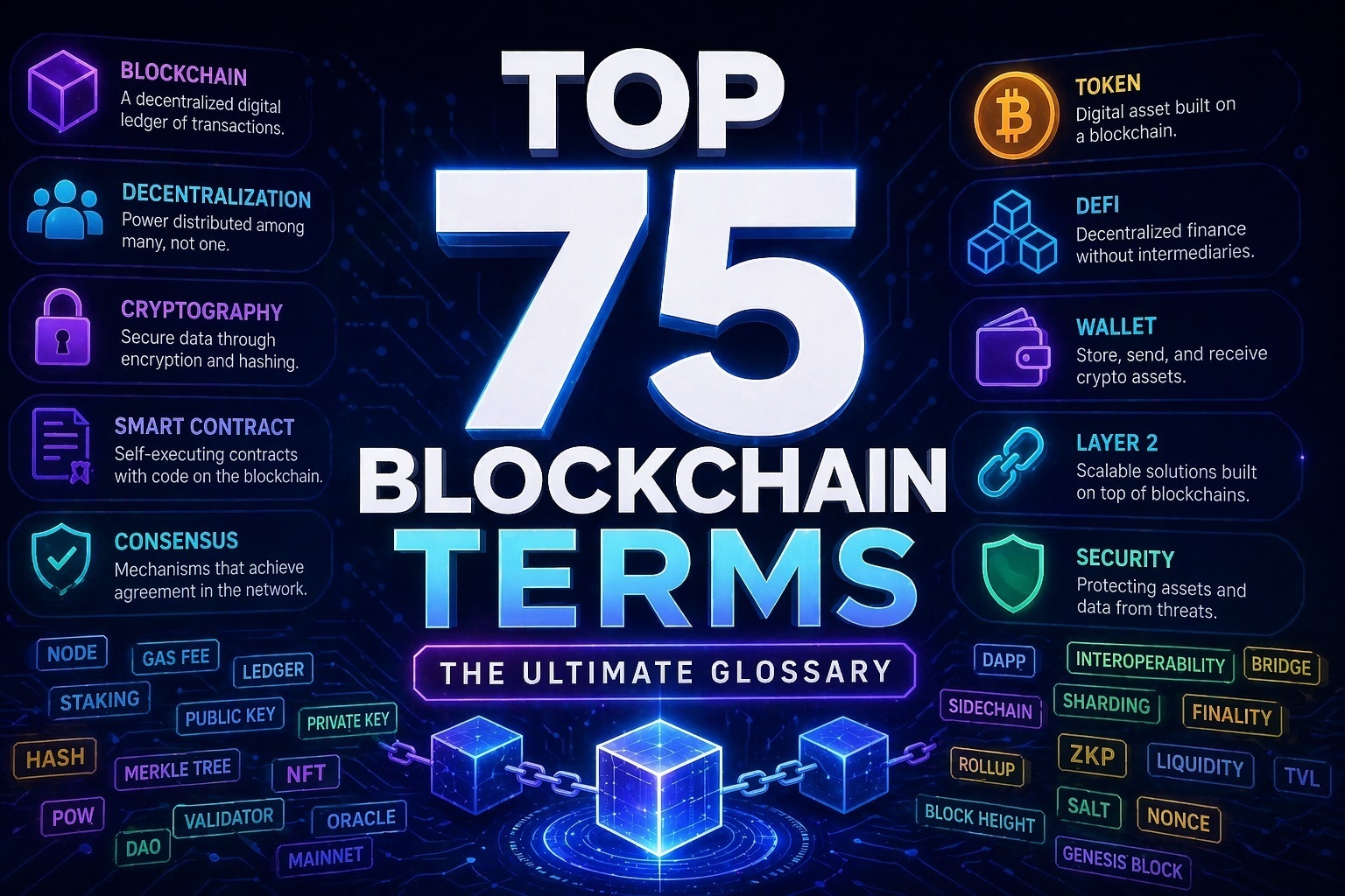 Cover image for Top 75 Blockchain Terms – Glossary for Beginners and Professionals (2026)